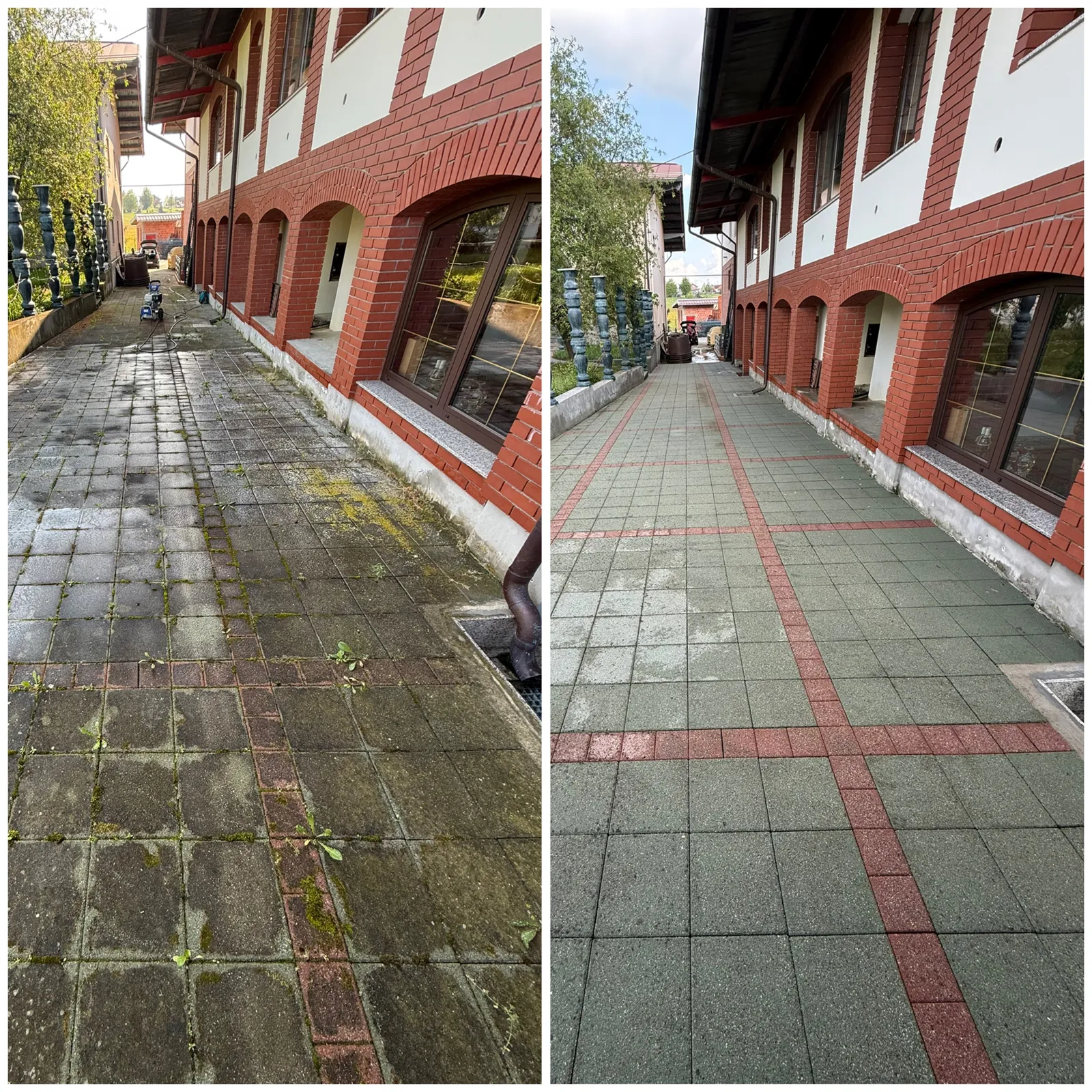 Pranje opločnika i tlakavaca visokotlačnim peračem — dvorište prije impregnacije